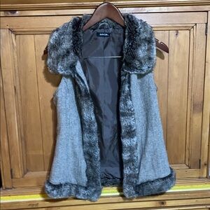 Dolce Cabo Faux Fur Gray and Brown Vest